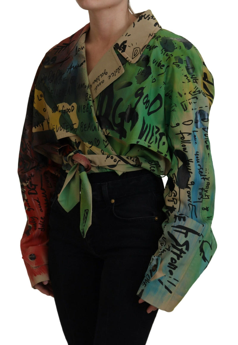 Multicolor Cotton Stretch Cropped Coat Jacket