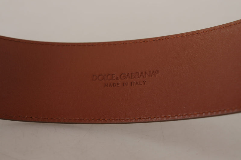 Brown Wide Waist Leather DG Logo Baroque Buckle Belt