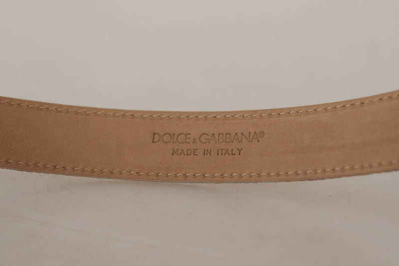 Rose Pink Jacquard DG Logo Gold Metal Buckle Belt