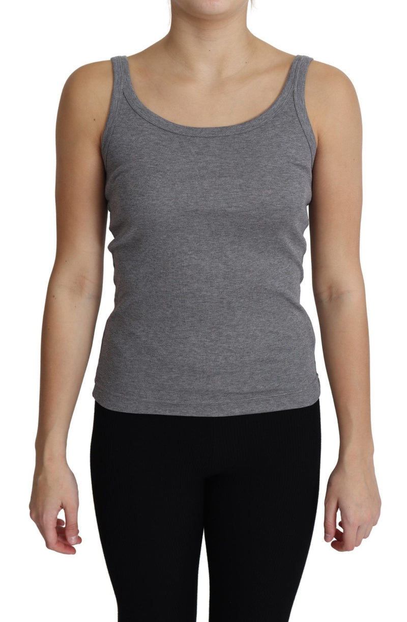 Gray 100% Cotton Sleeveless Tank Slim Fit Top