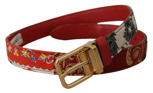 Multicolor Majolica Patchwork Gold Metal Buckle Belt