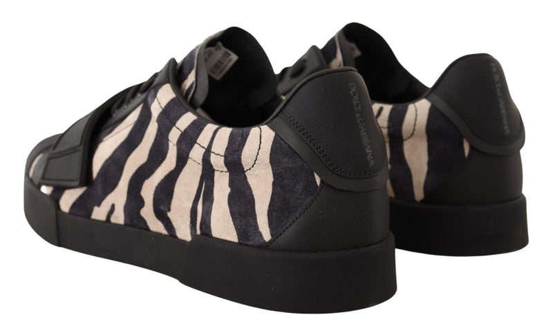 Black White Zebra Suede Rubber Sneakers