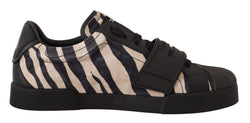 Black White Zebra Suede Rubber Sneakers