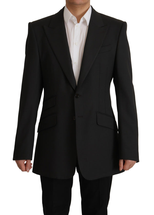 Black Wool Single Breasted Blazer v