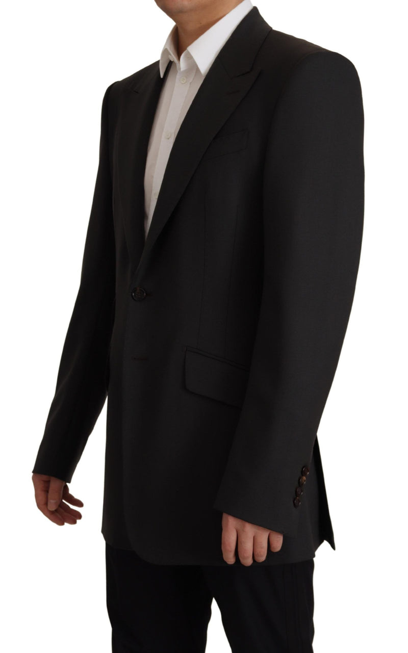 Black Wool Single Breasted Blazer v