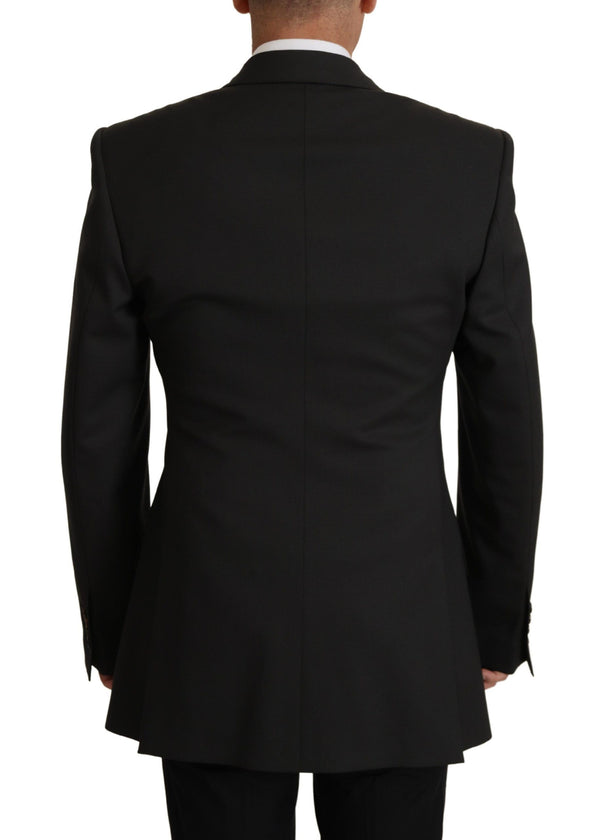 Black Wool Single Breasted Blazer v