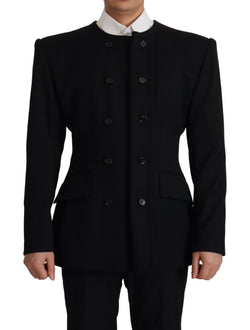 Black Wool Double Breasted Blazer Jacket