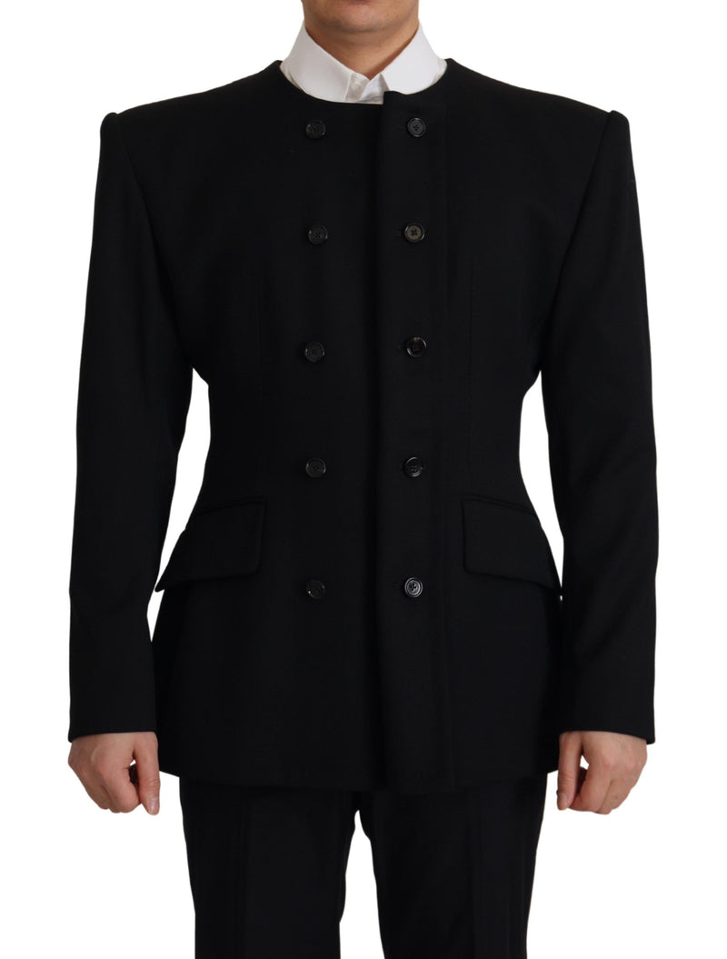 Black Wool Double Breasted Blazer Jacket