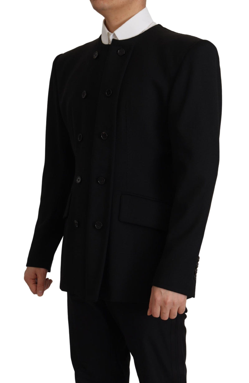 Black Wool Double Breasted Blazer Jacket