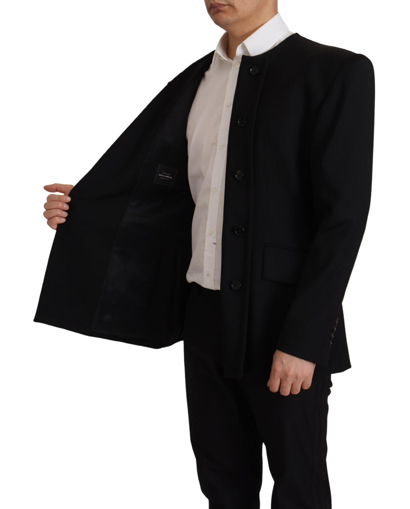 Black Wool Double Breasted Blazer Jacket