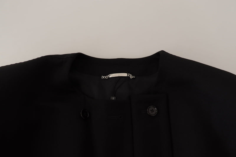 Black Wool Double Breasted Blazer Jacket