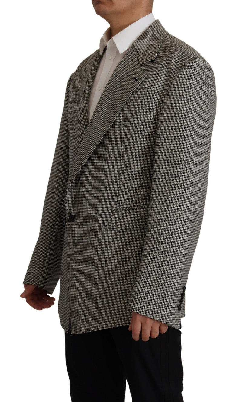 Gray Checkered Single Breasted Jacket Blazer