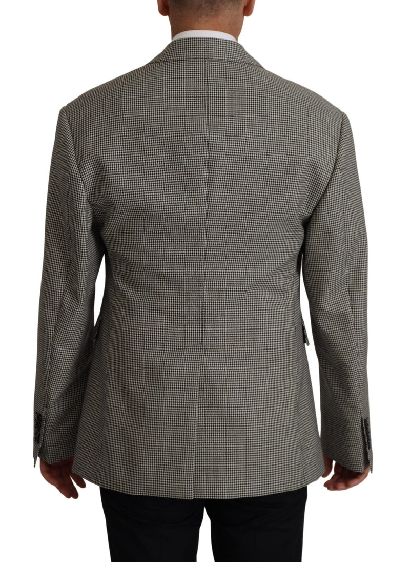 Gray Checkered Single Breasted Jacket Blazer