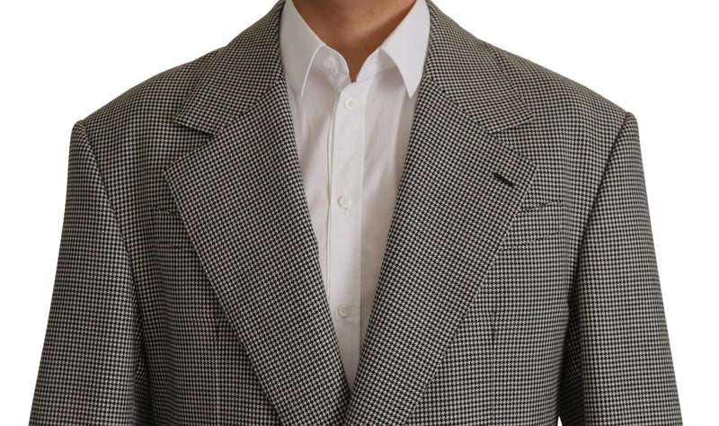 Gray Checkered Single Breasted Jacket Blazer