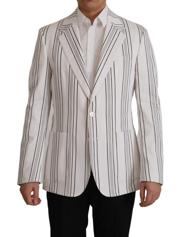 White Stripes Cotton Single Breasted Blazer