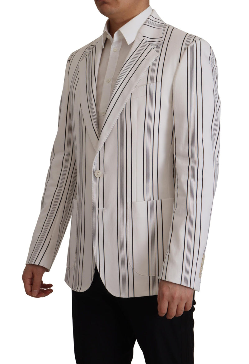 White Stripes Cotton Single Breasted Blazer