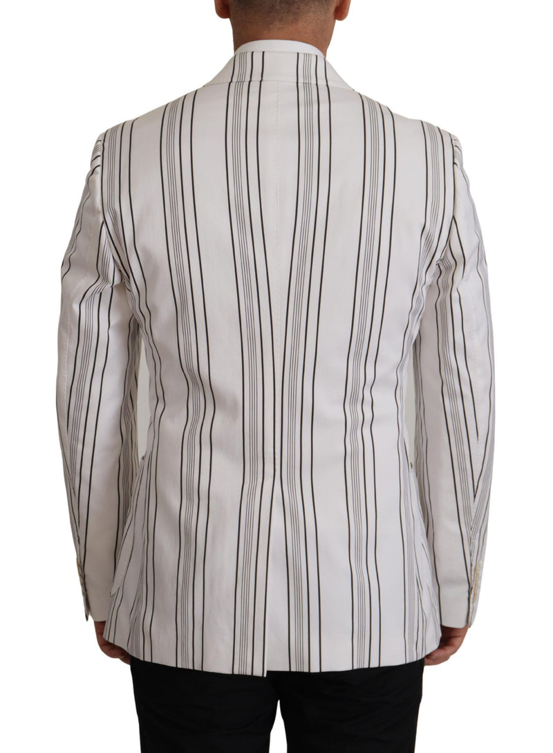 White Stripes Cotton Single Breasted Blazer