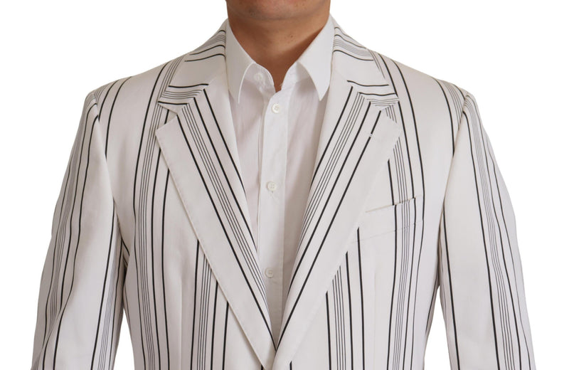 White Stripes Cotton Single Breasted Blazer