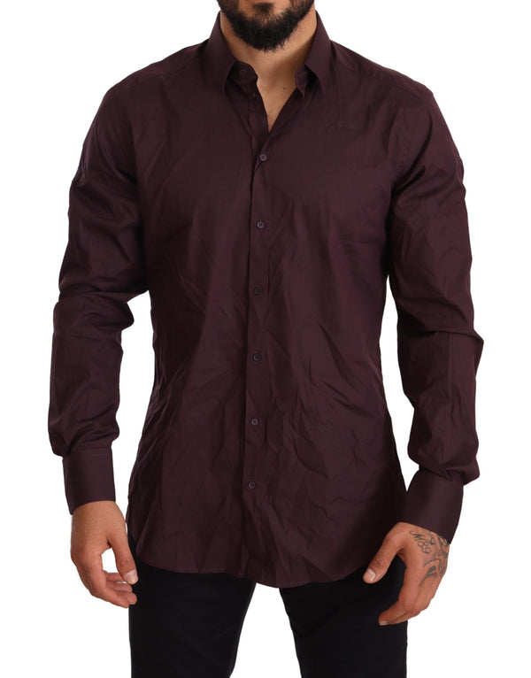 Purple Cotton Blend Formal Dress Shirt