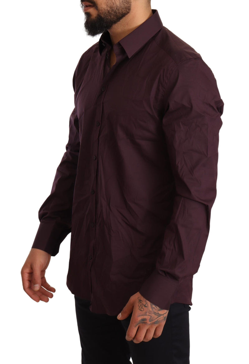 Purple Cotton Blend Formal Dress Shirt