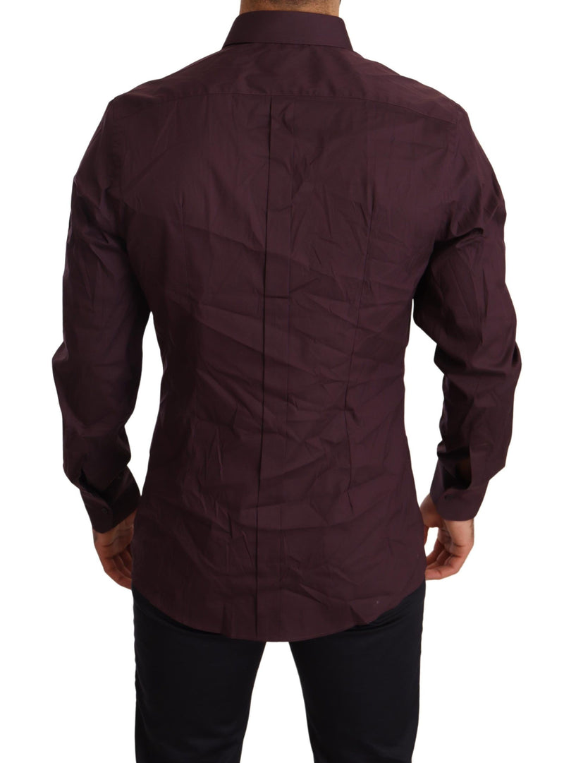 Purple Cotton Blend Formal Dress Shirt