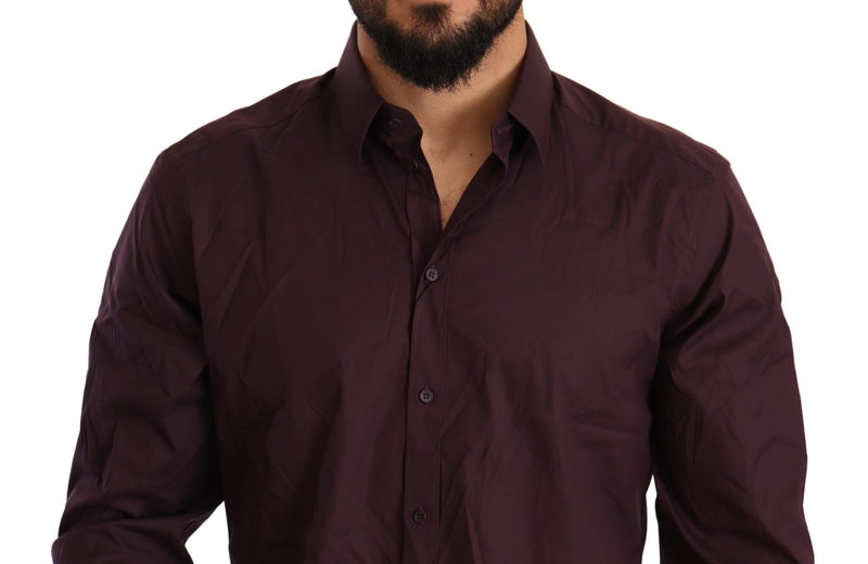 Purple Cotton Blend Formal Dress Shirt