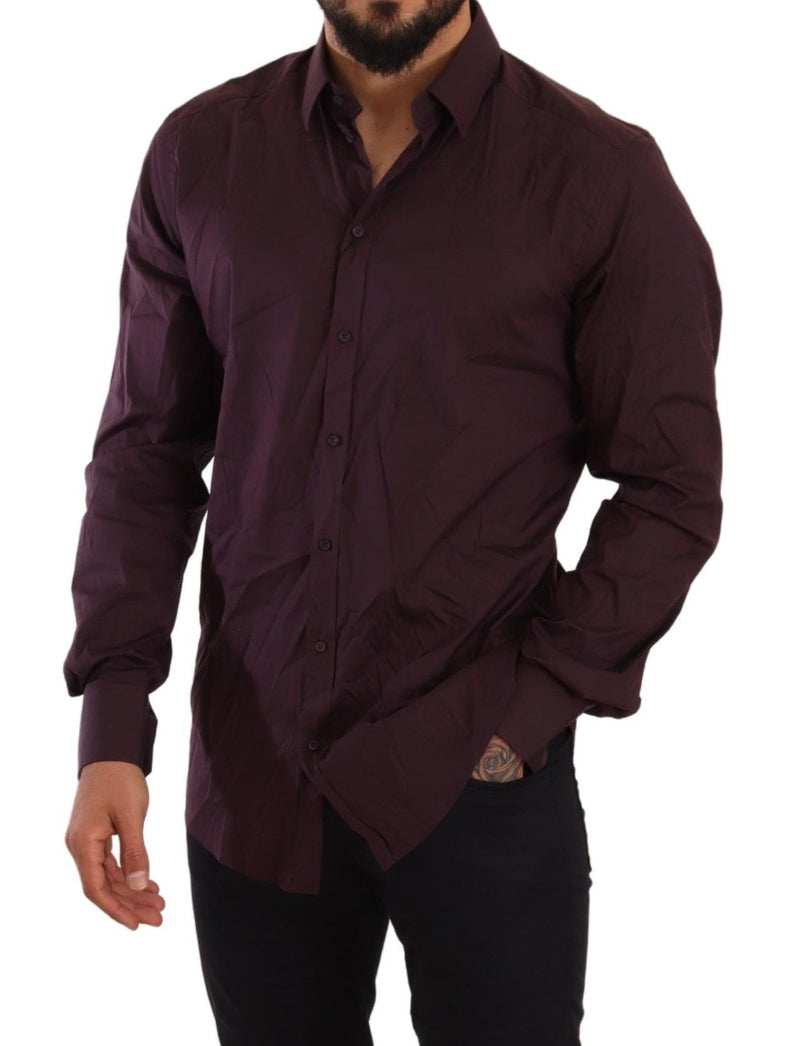 Purple Cotton Blend Formal Dress Shirt