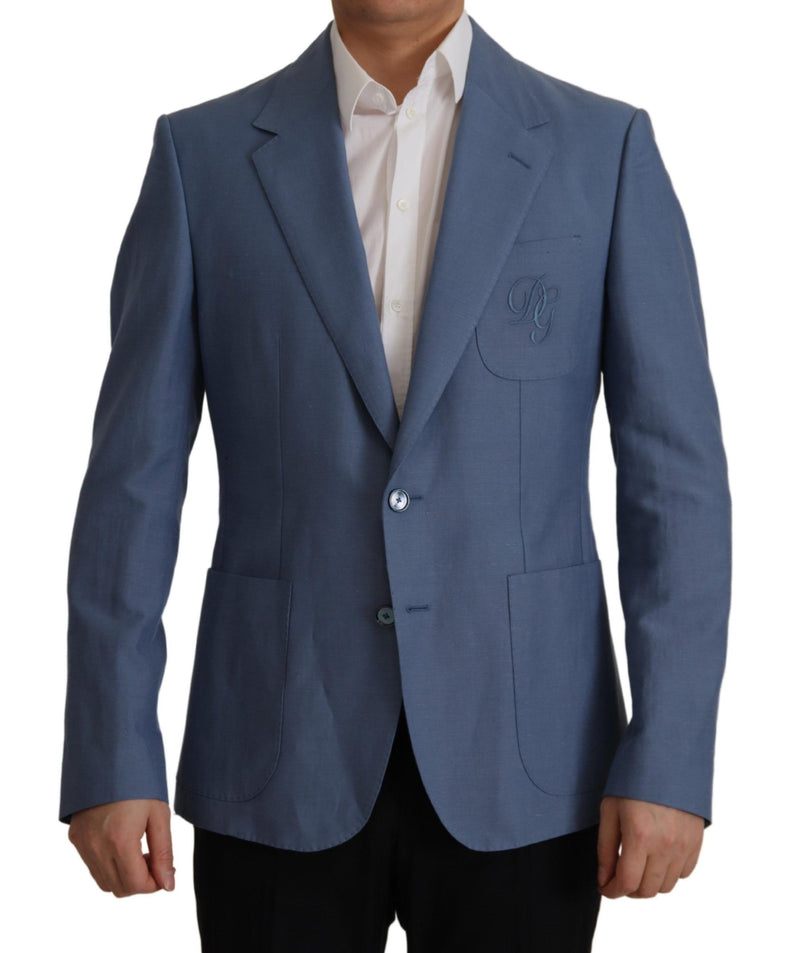 Blue Single Breasted Logo Blazer Jacket