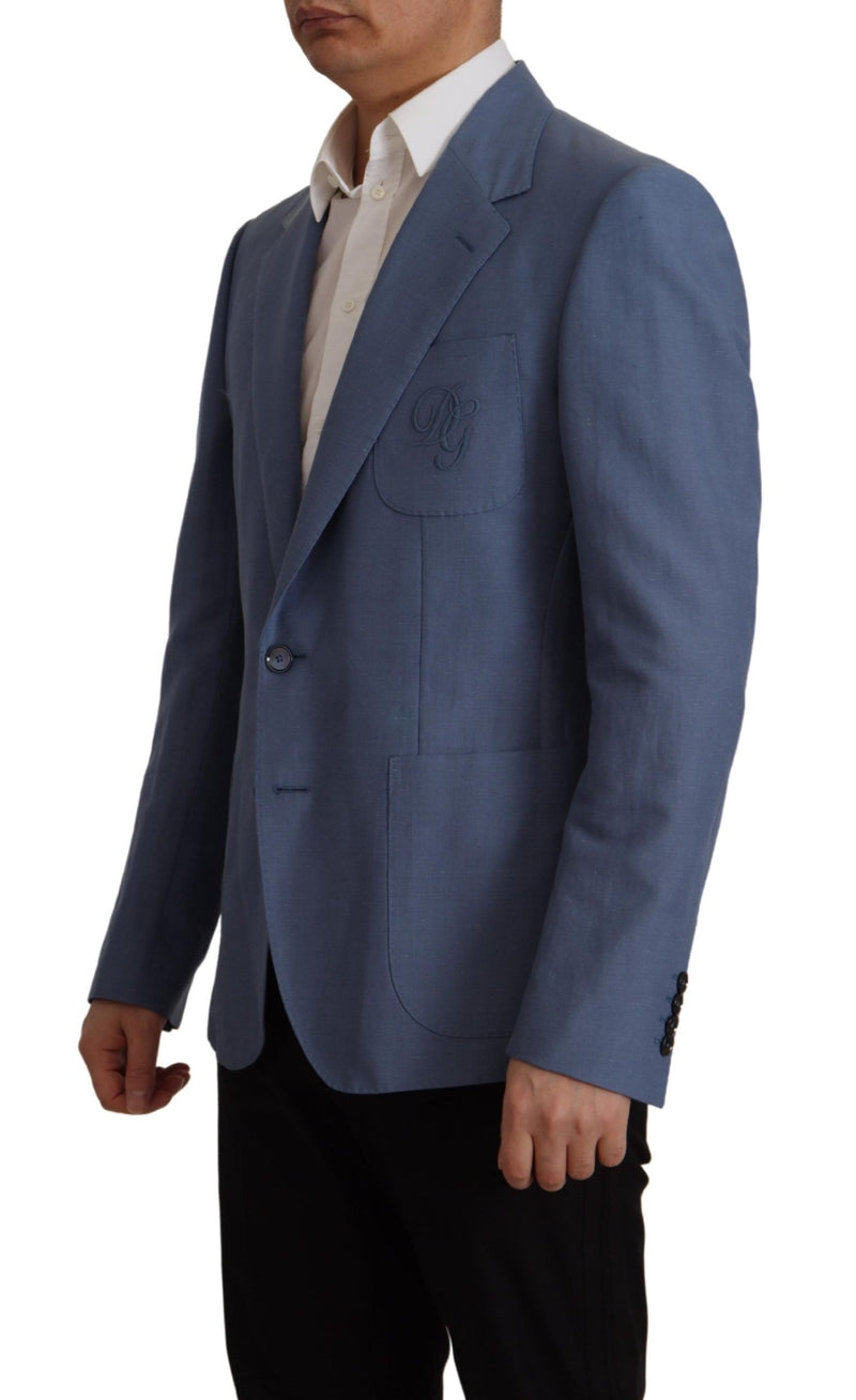 Blue Single Breasted Logo Blazer Jacket