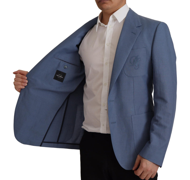 Blue Single Breasted Logo Blazer Jacket