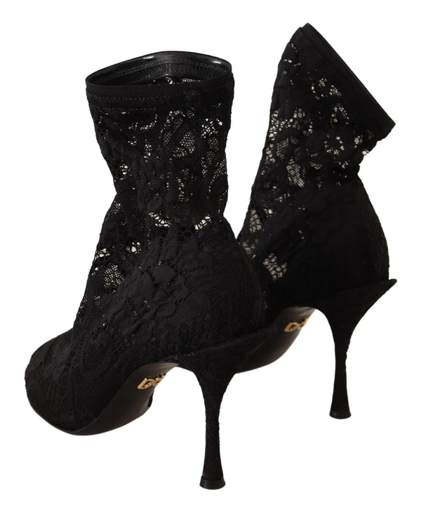 Black Taormina Lace Socks Boots Shoes