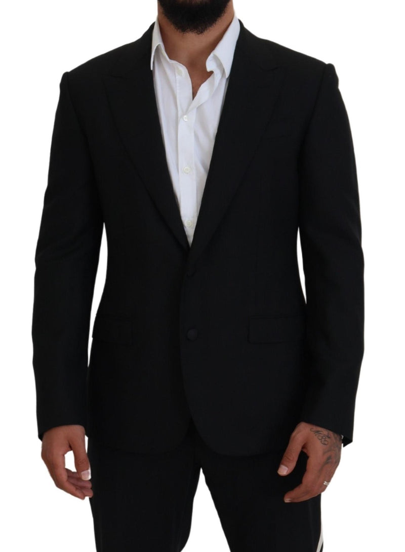 Black Wool Stretch Slim Fit Jacket  Blazer