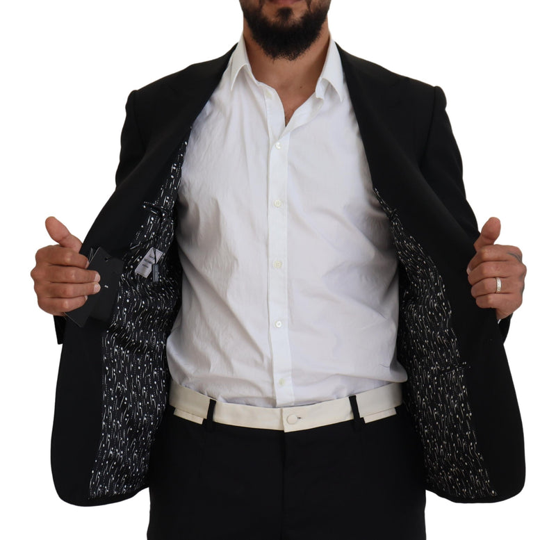 Black Wool Stretch Slim Fit Jacket  Blazer