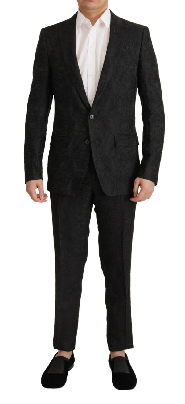 Black Brocade Formal 2 Piece MARTINI Suit