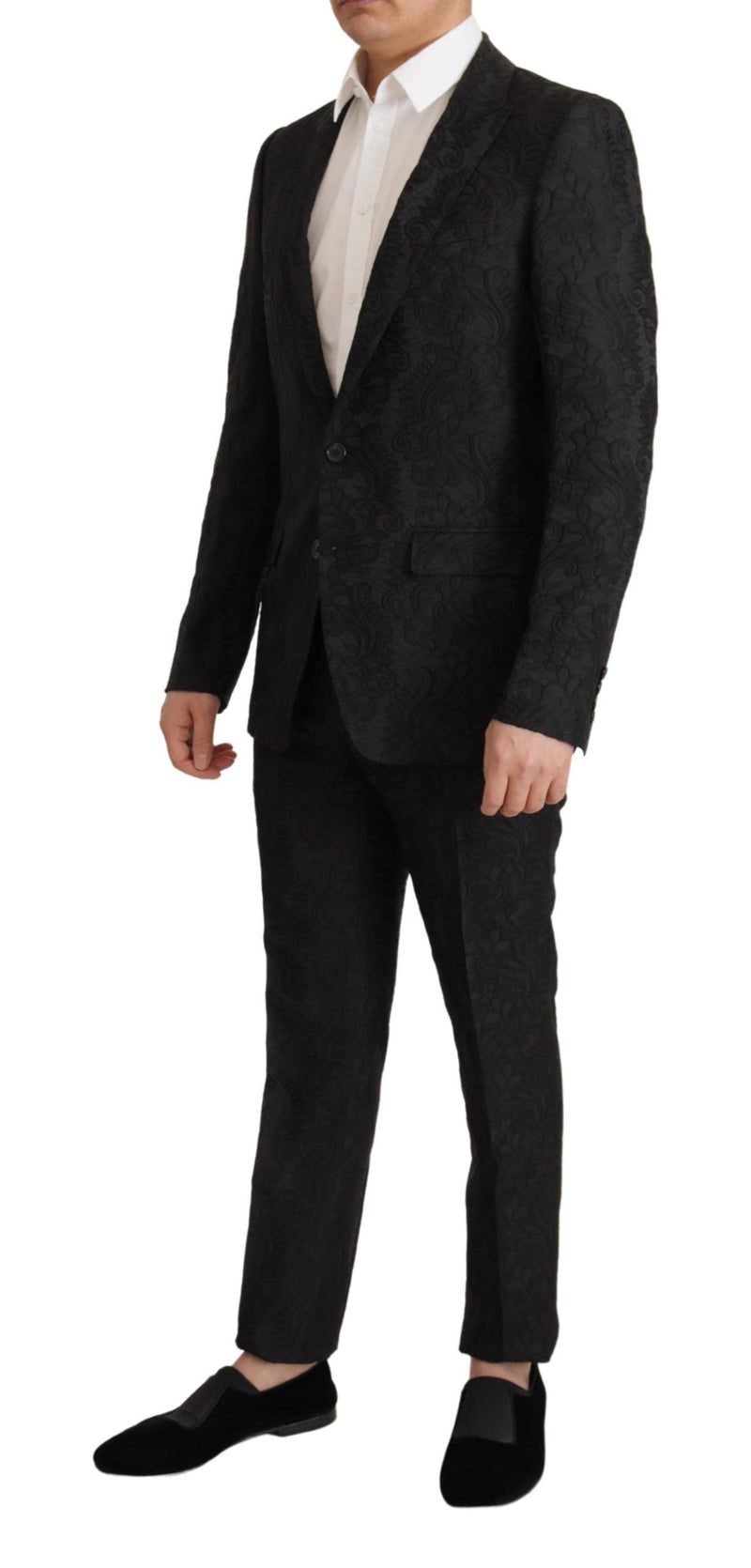 Black Brocade Formal 2 Piece MARTINI Suit