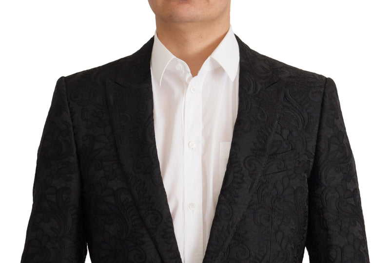 Black Brocade Formal 2 Piece MARTINI Suit