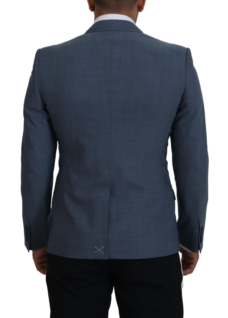 Blue Wool Stretch Slim Fit Jacket Blazer