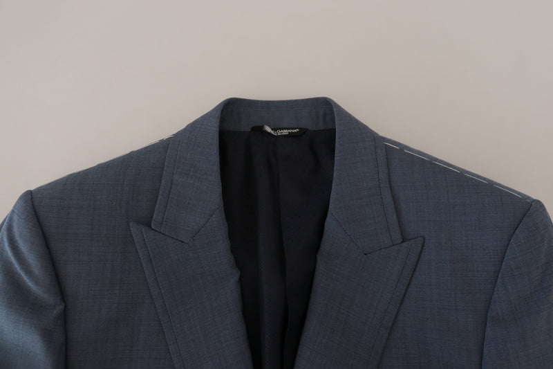 Blue Wool Stretch Slim Fit Jacket Blazer