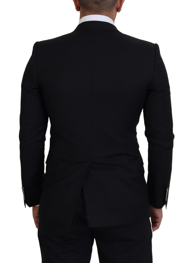 Black Wool Bee Crown Slim Blazer Jacket