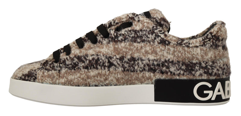 Beige Brown Wool Cotton Casual Sneakers