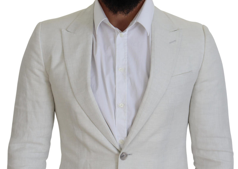 White Linen Slim Fit Jacket Blazer