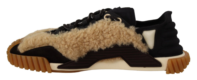 Black Beige Shearling Lace Up NS1 Sneakers