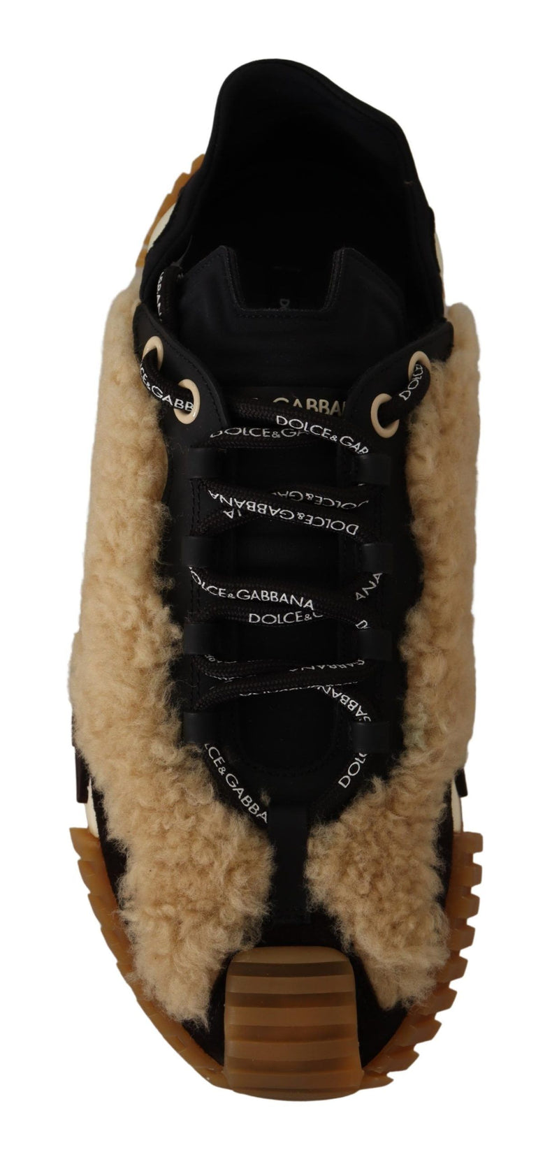 Black Beige Shearling Lace Up NS1 Sneakers