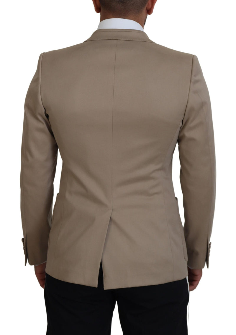 Beige Cotton Stretch Slim Jacket Blazer