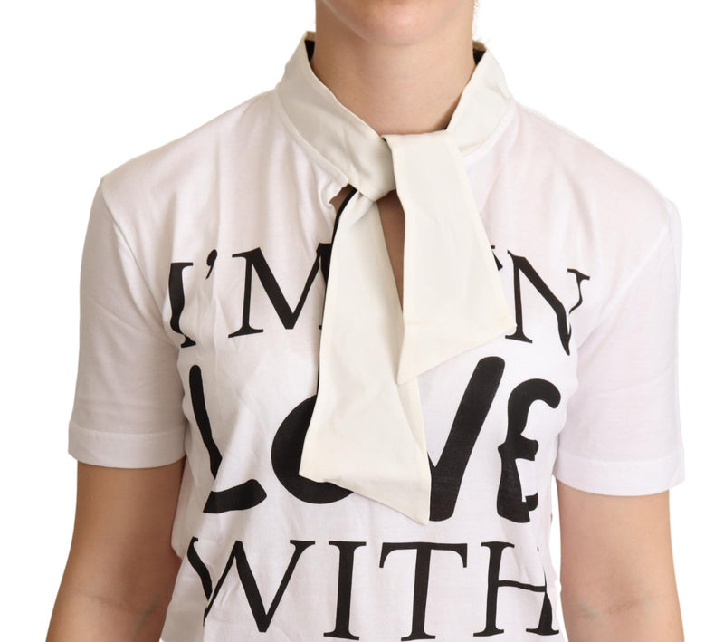 White Cotton Silk I'm In Love Top T-shirt