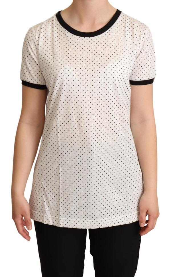 White Dotted Crewneck Cotton T-shirt