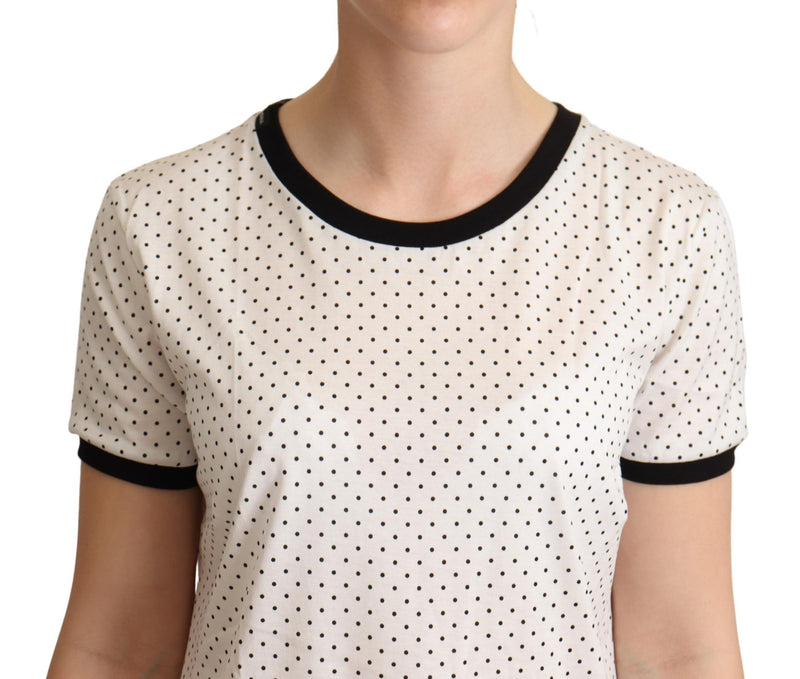 White Dotted Crewneck Cotton T-shirt