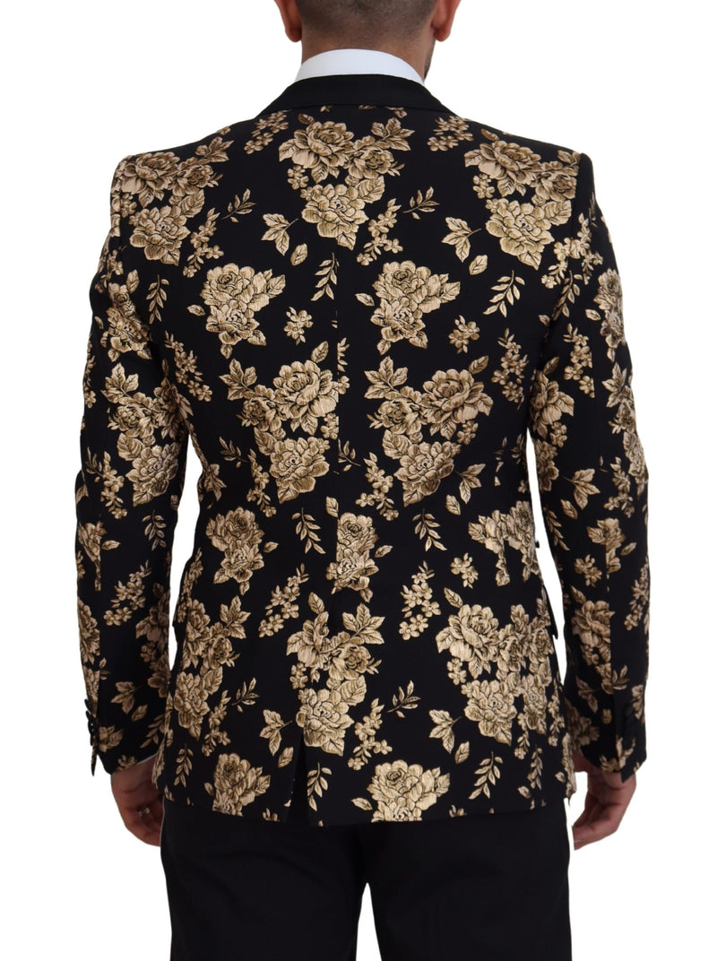 Black Gold Floral Embroidered Jacket Blazer