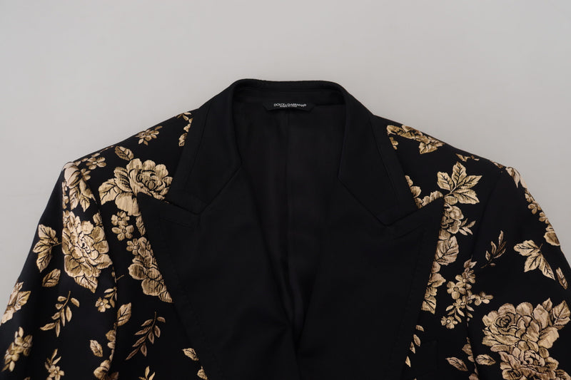 Black Gold Floral Embroidered Jacket Blazer