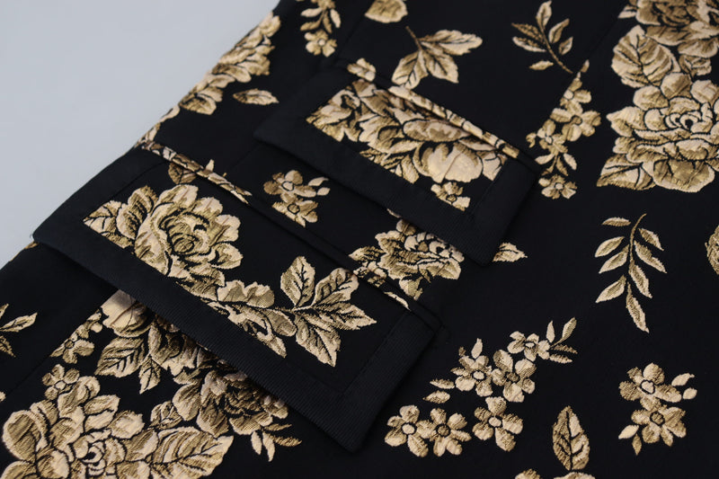 Black Gold Floral Embroidered Jacket Blazer